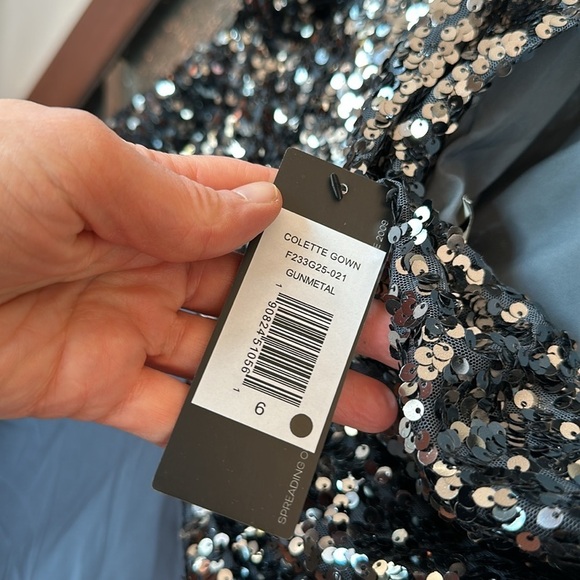 Sachin & Babi Colette Gown - Gunmetal new with tags. Size 6 NWT - Picture 15 of 15